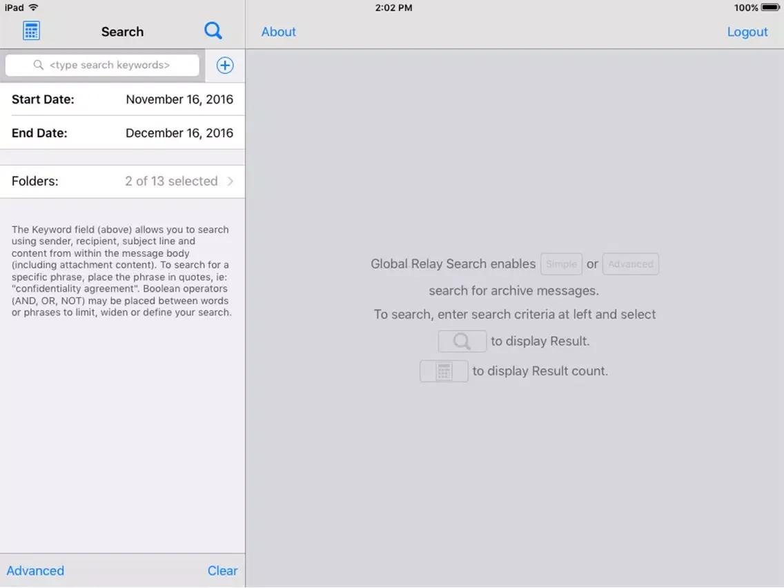 Captures d'écran de Global Relay - Search iPad 