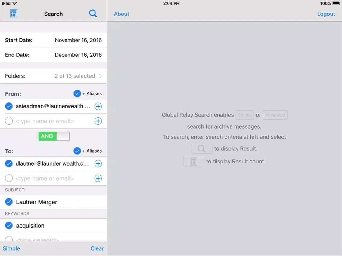 Captures d'écran de Global Relay - Search iPad 