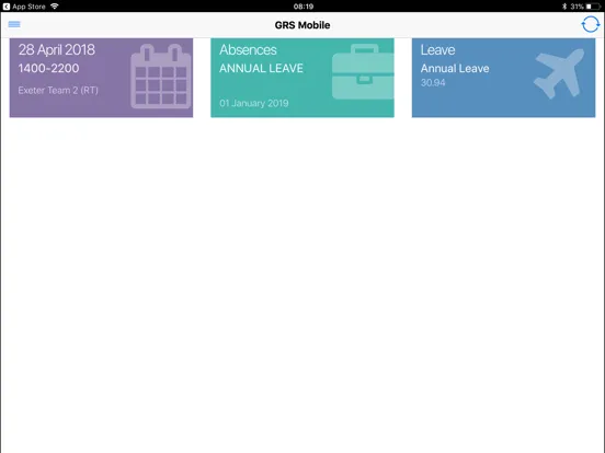 Tangkapan layar GRS Mobile iPad 