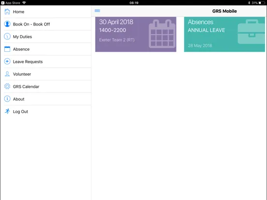 Tangkapan layar GRS Mobile iPad 