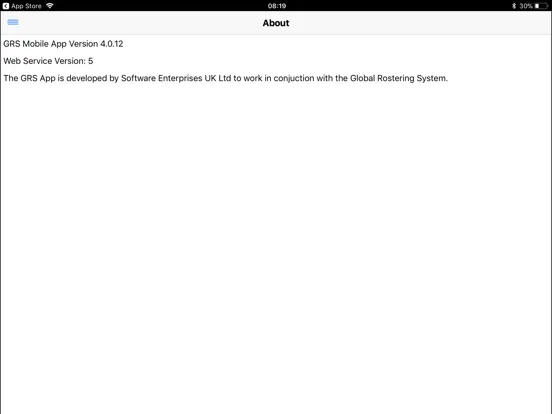 Tangkapan layar GRS Mobile iPad 