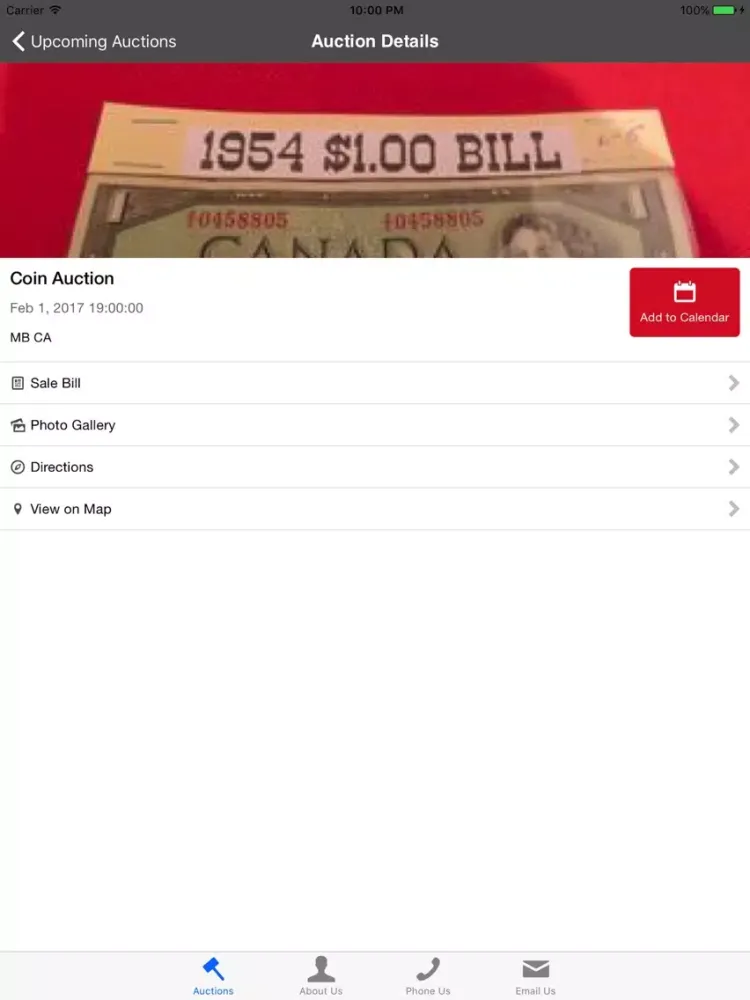 Bill Klassen Auction Calendar iPad 应用截图