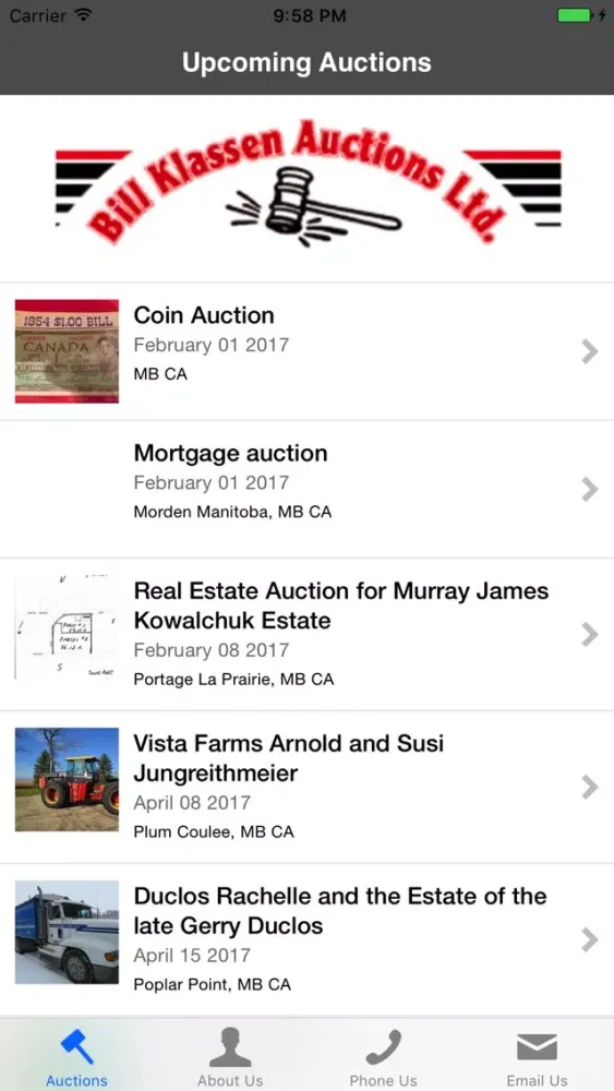 Bill Klassen Auction Calendar应用截图