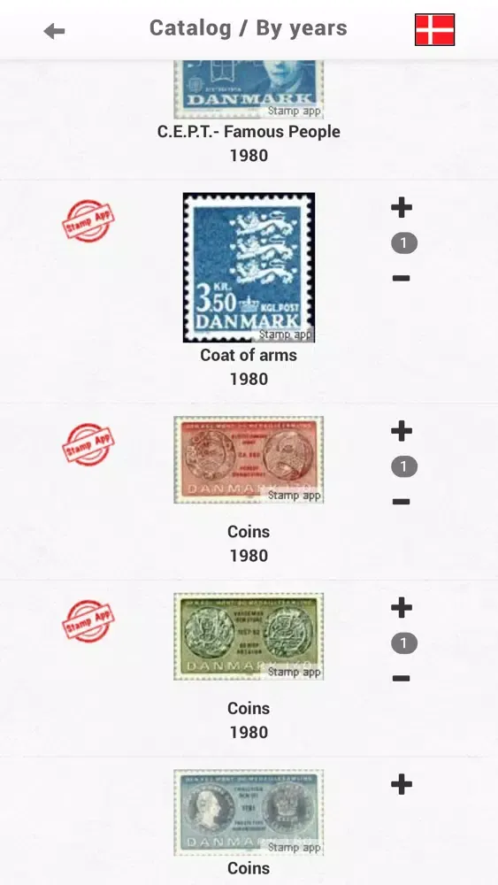 Stempel Danmark, Filateli スクリーンショット