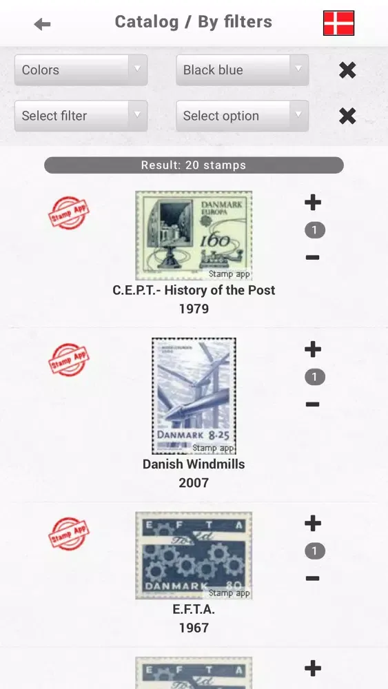 Stempel Danmark, Filateli スクリーンショット