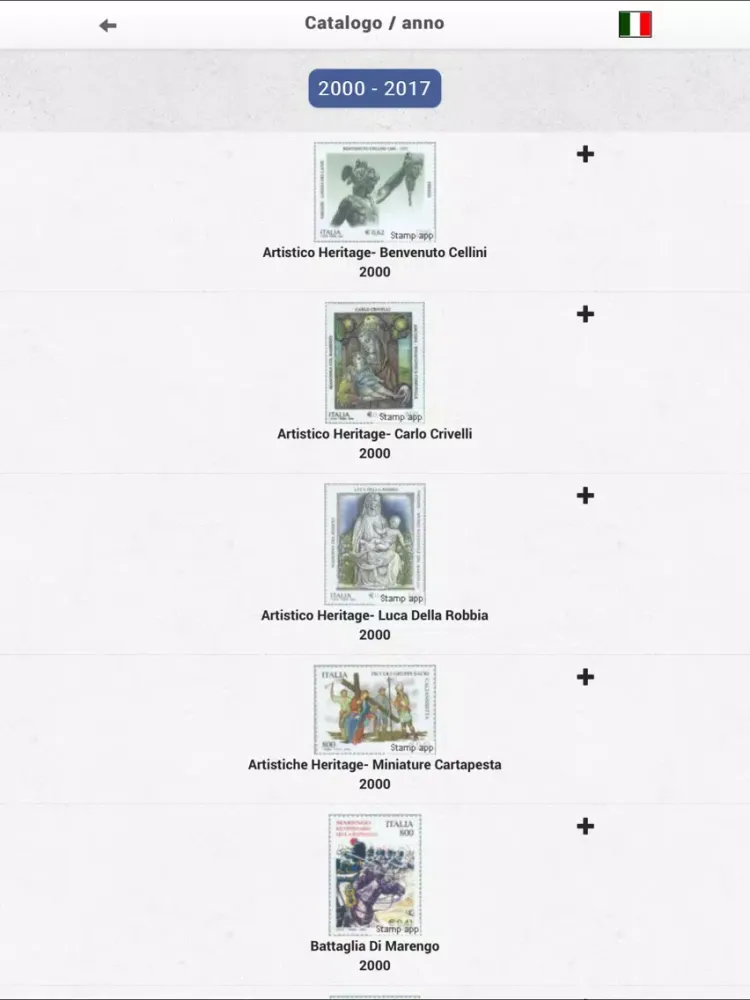 Italia francobolli, Filatelia iPad 應用截圖