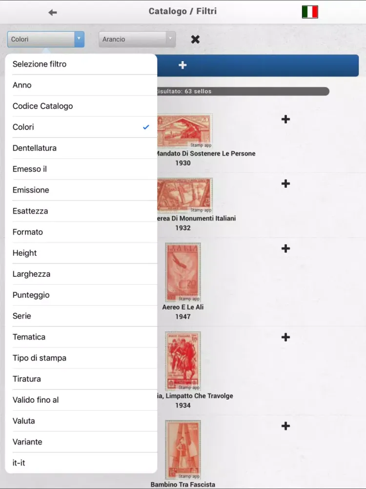 Italia francobolli, Filatelia iPad 應用截圖