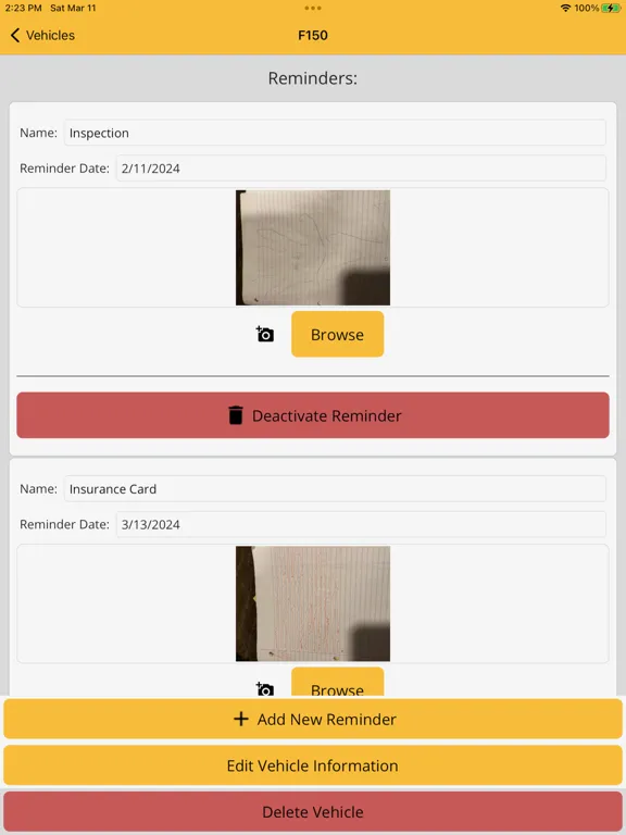 GloveBox Reminder iPad  স্ক্রিনশট