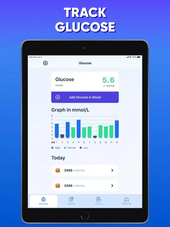 ภาพหน้าจอของ Blood Sugar & Glucose Monitor iPad 