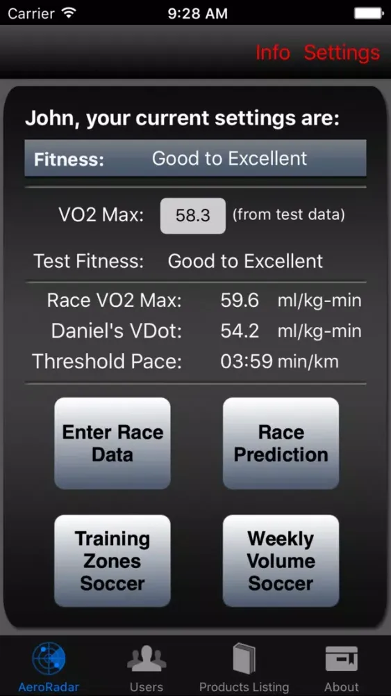 Zrzuty ekranu AeroRadar - Race Performance & Training Estimation