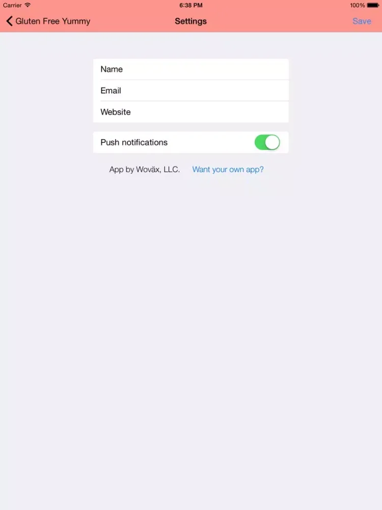 Tangkapan skrin Gluten Free Yummy iPad 
