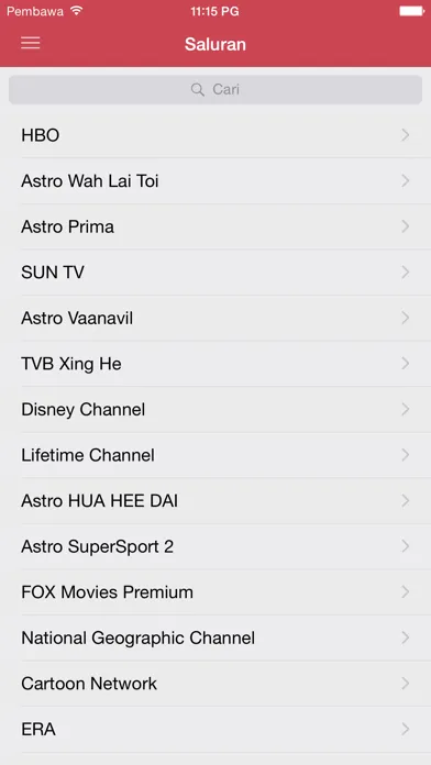 Ảnh chụp màn hình của Siaran TV Malaysia Guide