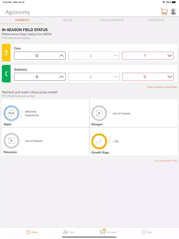 Tangkapan layar CFE Grower Portal iPad 