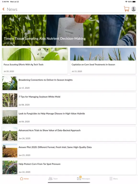 Tangkapan layar CFE Grower Portal iPad 