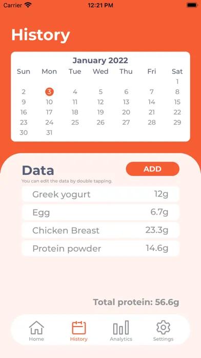 Ảnh chụp màn hình của Protein Log