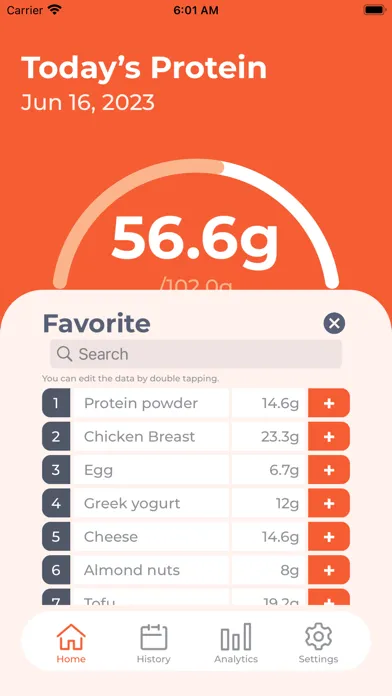 Ảnh chụp màn hình của Protein Log