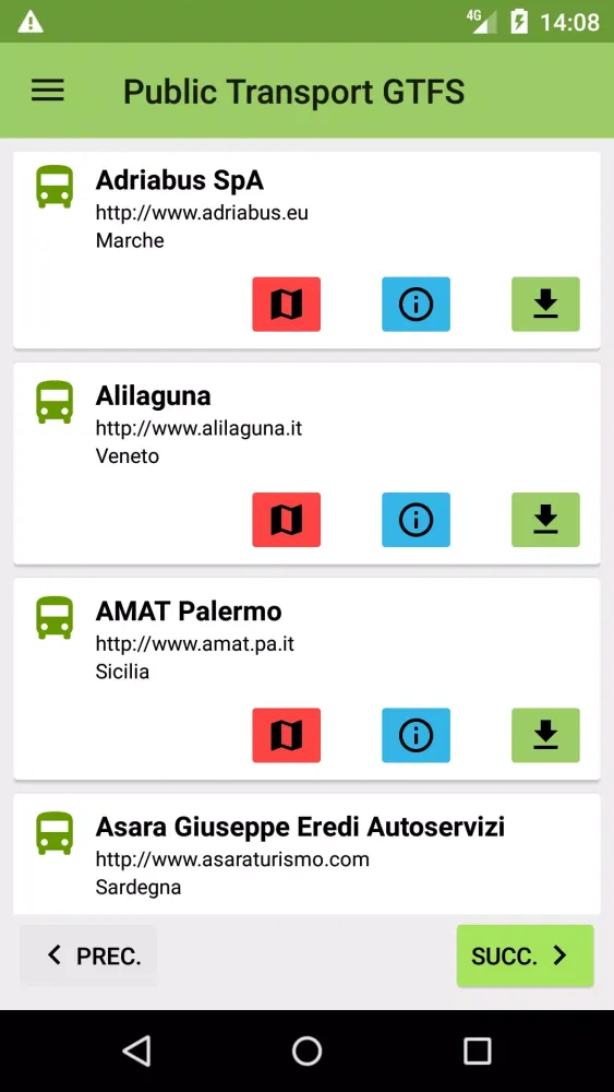 Public Transport GTFS Screenshots