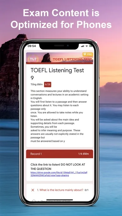 Tangkapan skrin EZ Test - TOEFL® Listening PRO
