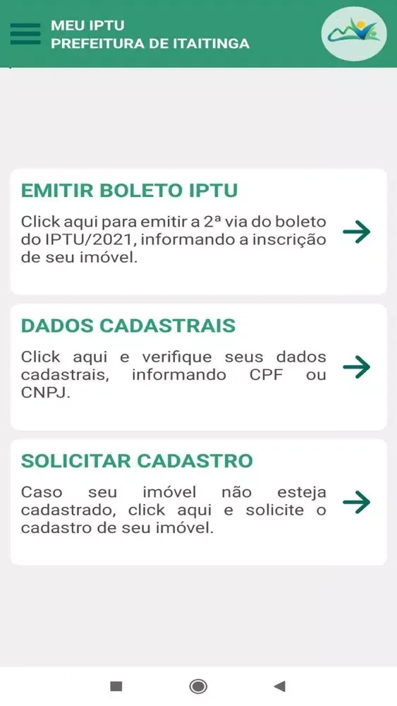 Capturas de tela do IPTU Itaitinga