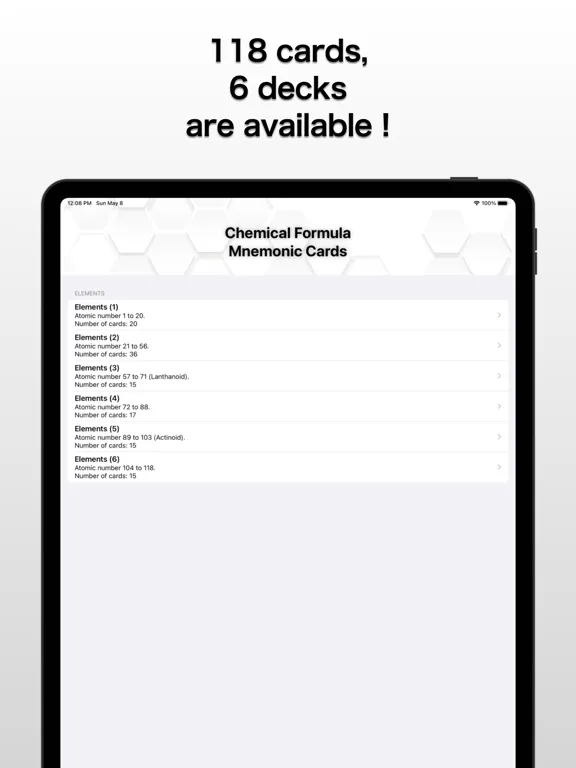 Ảnh chụp màn hình của Chemical Formula Mnemonic Card iPad