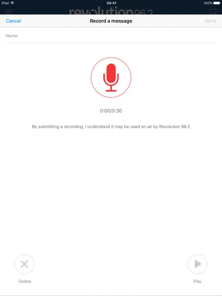 Screenshot di Revolution 96.2 iPad 