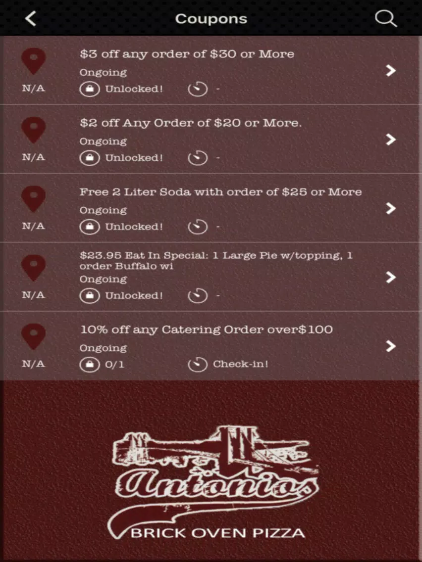 Antonio's Brick Oven Pizza iPad  Screenshots