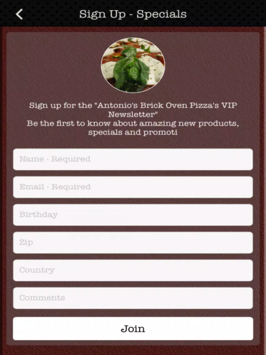 Antonio's Brick Oven Pizza iPad  Screenshots