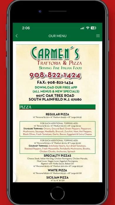 Capturas de tela do Carmen's Trattoria