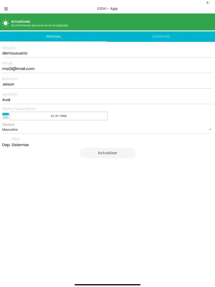 COVI App iPad  Screenshots