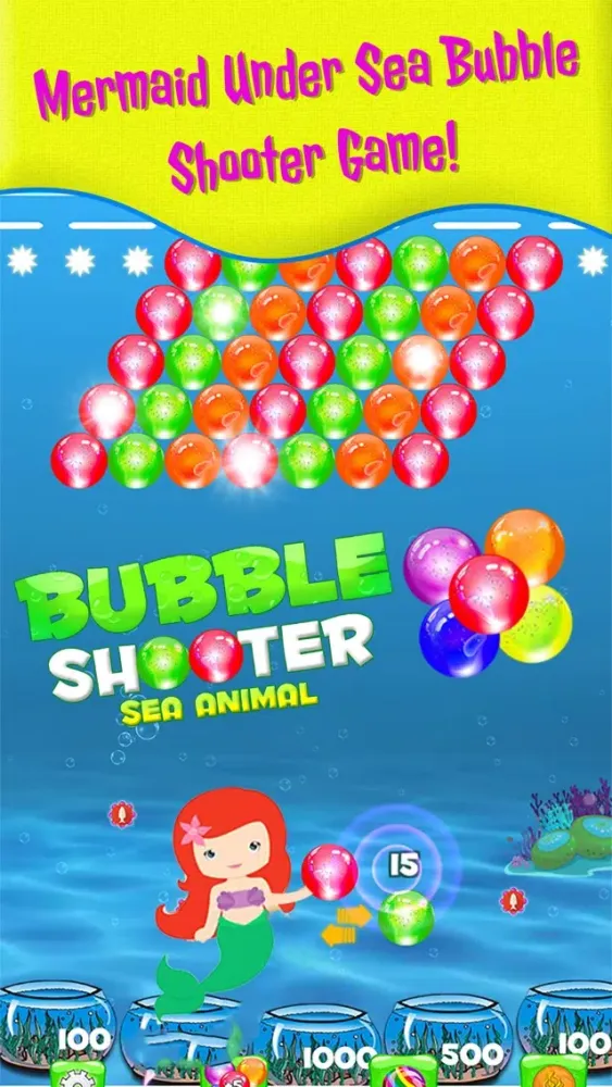 Capturas de tela do Bubble shooter Sea Animals
