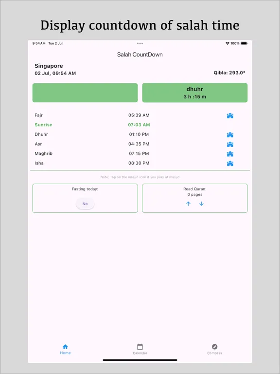 Salah Countdown iPad  Ekran Görüntüleri