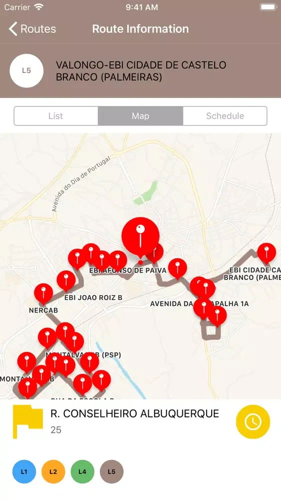 Capturas de tela do Transportes de Castelo Branco