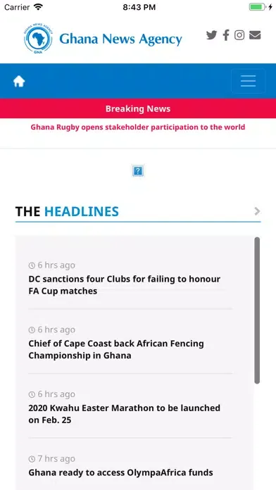 Captures d'écran de Ghana News Agency