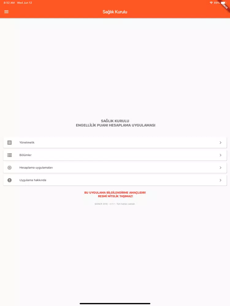 Sağlık kurulu engellilik puanı iPad 應用截圖