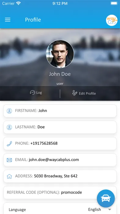 Ảnh chụp màn hình của WayCab DM