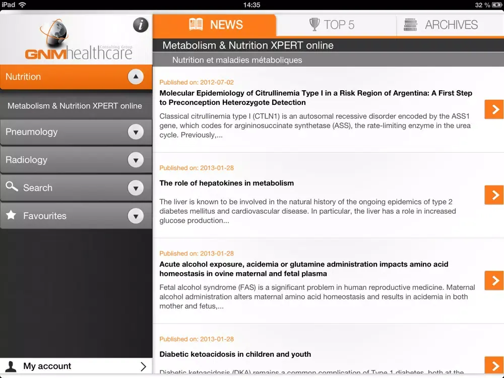 Zrzuty ekranu GNM Healthcare iPad 