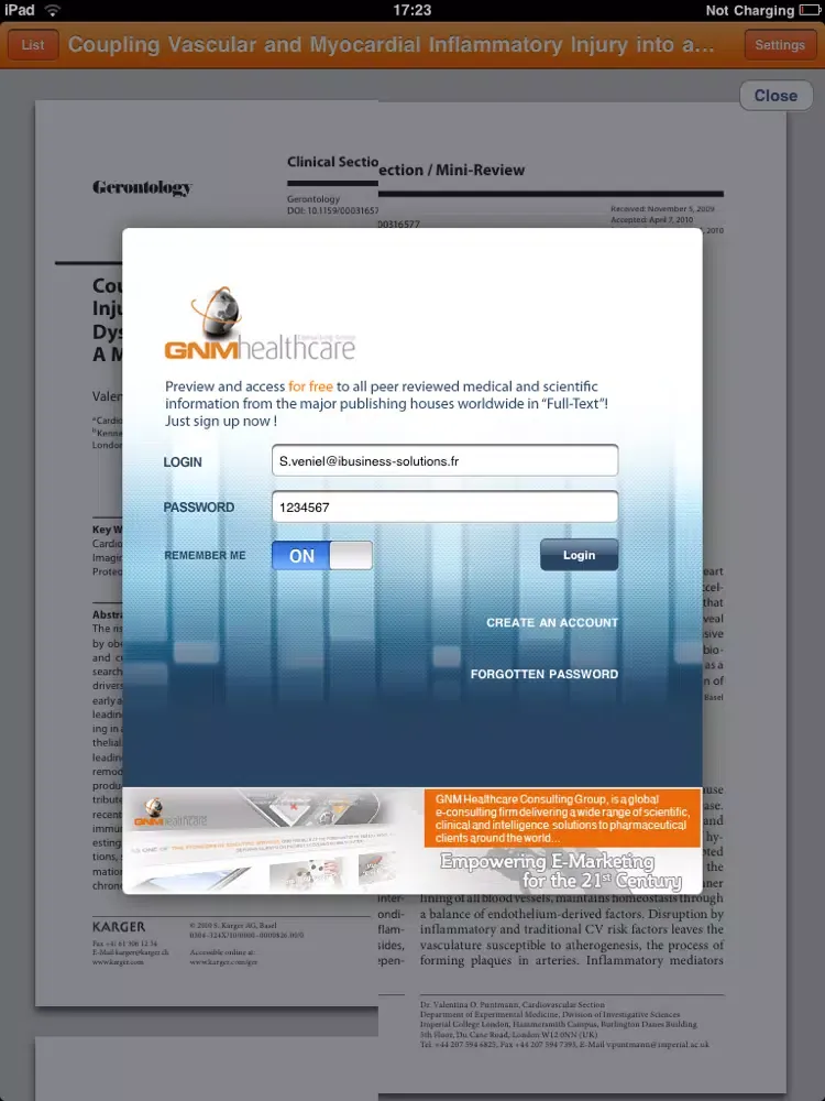 Zrzuty ekranu GNM Healthcare iPad 