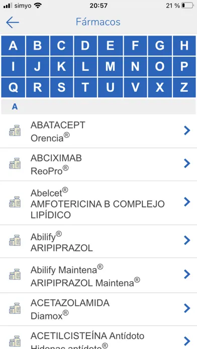 Zrzuty ekranu Medicamentos vía parenteral