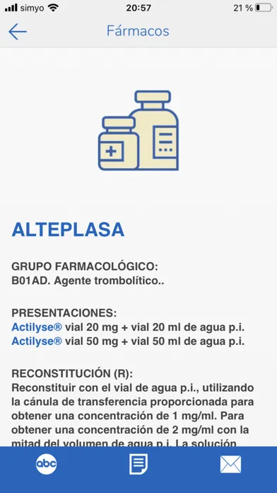 Zrzuty ekranu Medicamentos vía parenteral
