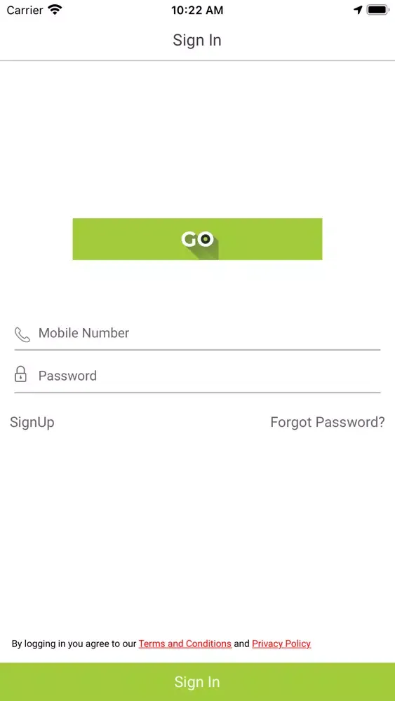 Ảnh chụp màn hình của Go Green Cabs Driver