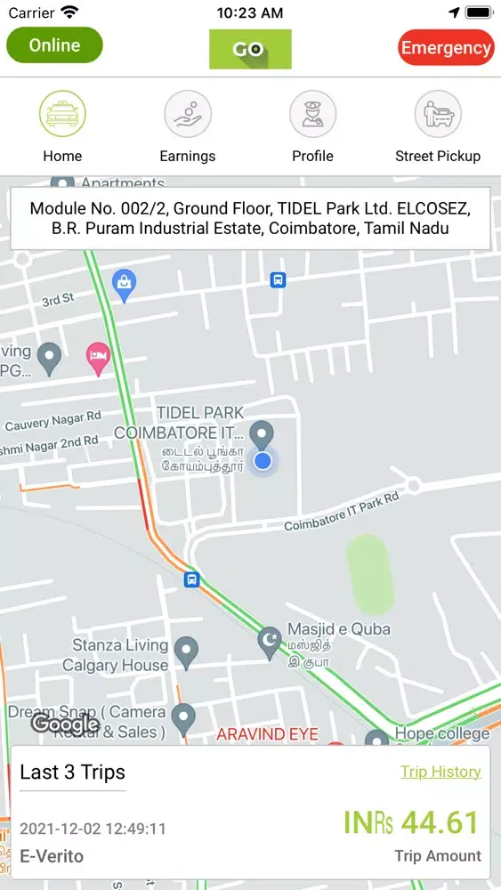 Ảnh chụp màn hình của Go Green Cabs Driver