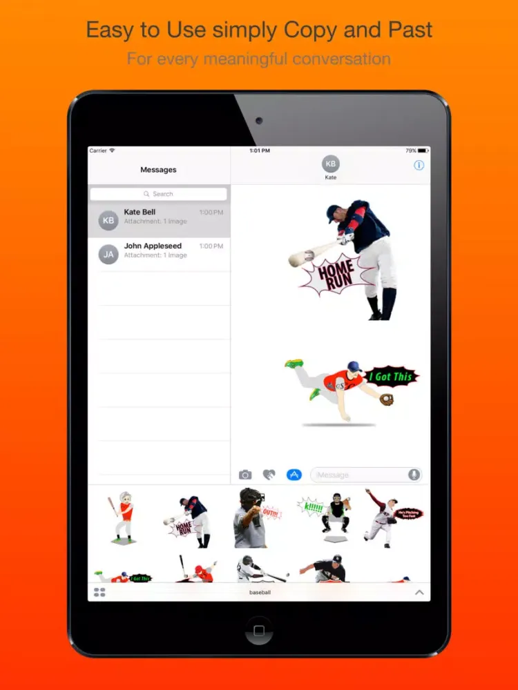 BaseballEMOJI - Custom Keyboard Sports Stickers iPad 應用截圖