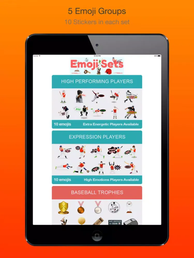 BaseballEMOJI - Custom Keyboard Sports Stickers iPad 應用截圖