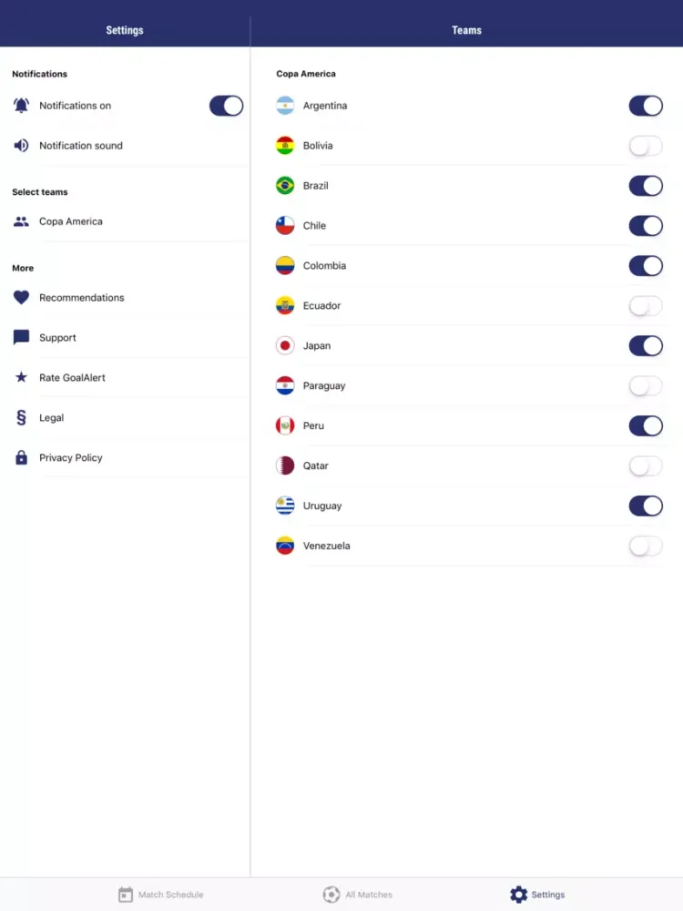 صور Copa America App 2019 Scores iPad 