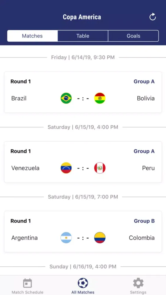 صور Copa America App 2019 Scores