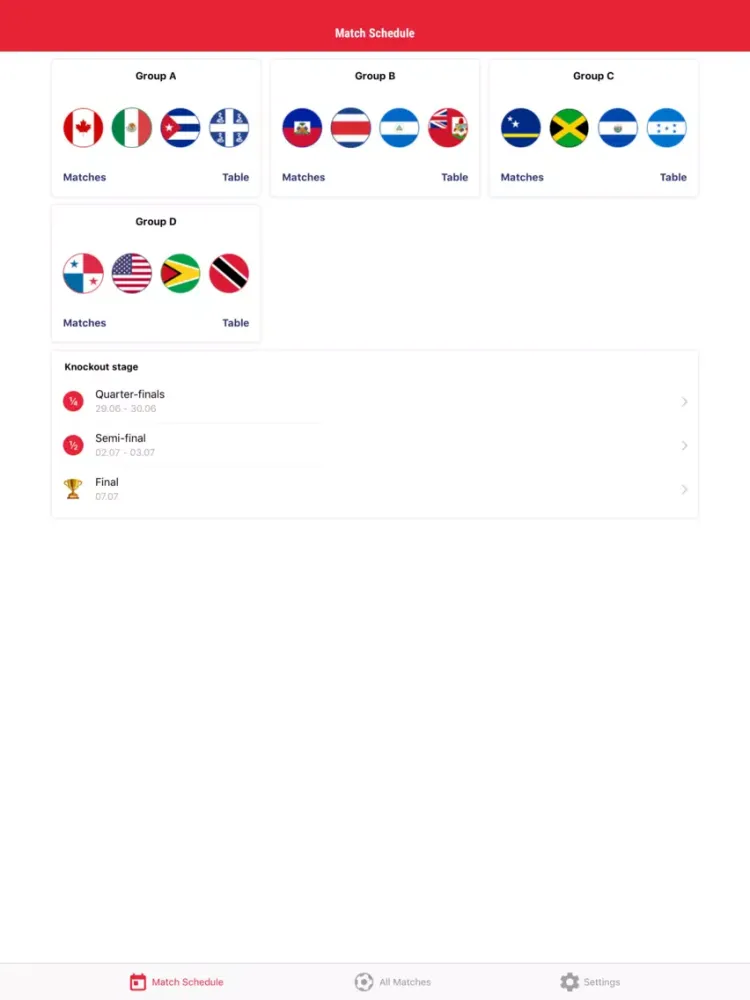 Gold Cup App 2019 Scores iPad  スクリーンショット