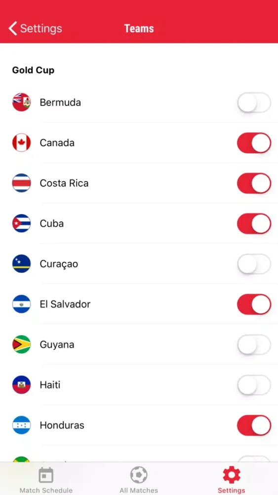 Gold Cup App 2019 Scores スクリーンショット