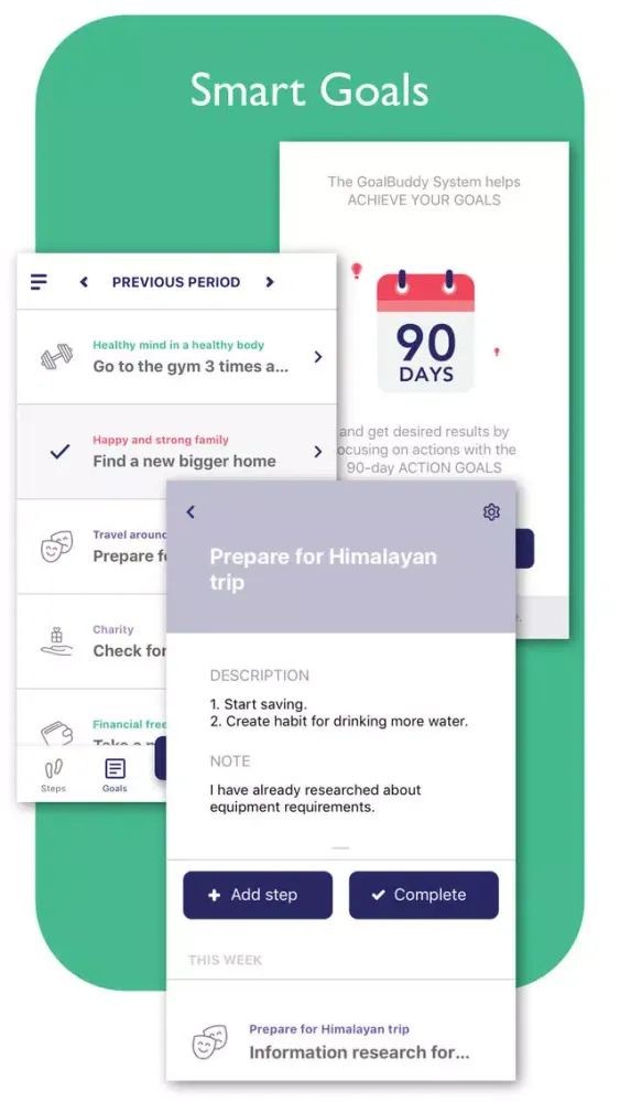 Captures d'écran de Goal Buddy: Life Goals Tracker
