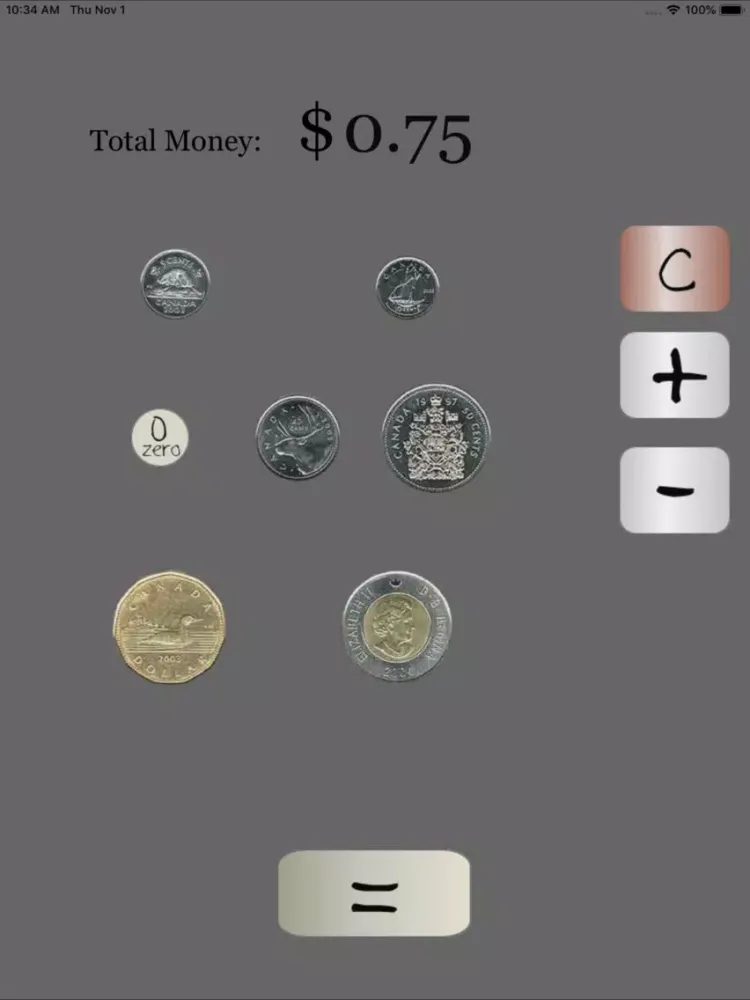 Ảnh chụp màn hình của Canadian Coin Calculator iPad 