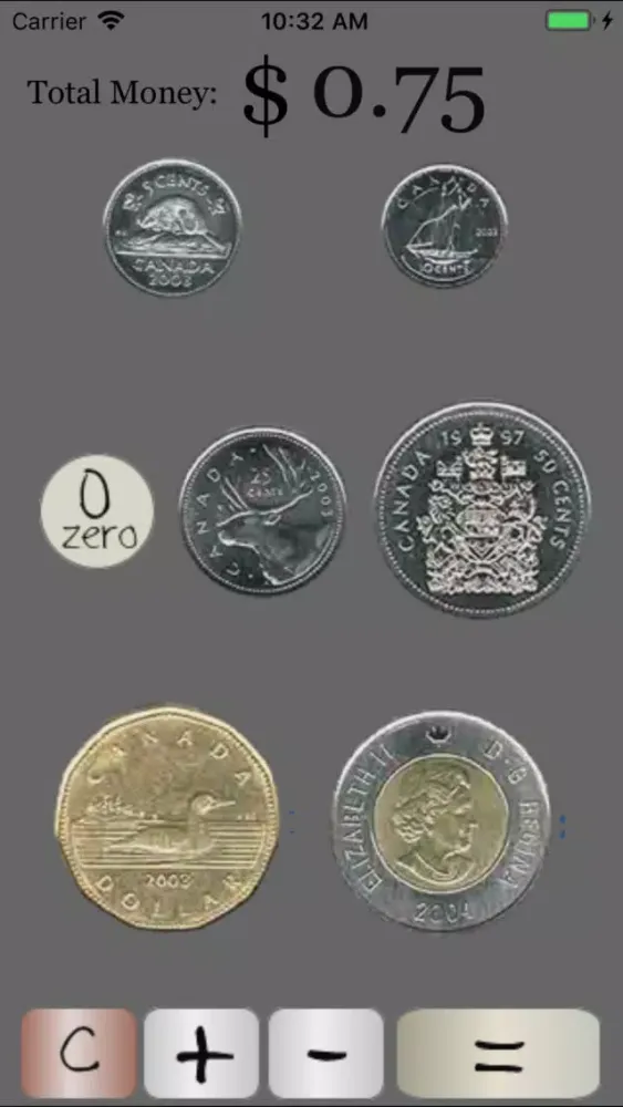 Ảnh chụp màn hình của Canadian Coin Calculator